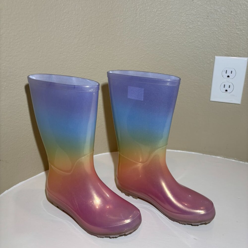 🌈Rainbow Kids Rubber Rainboots Cat & Jack Size 2